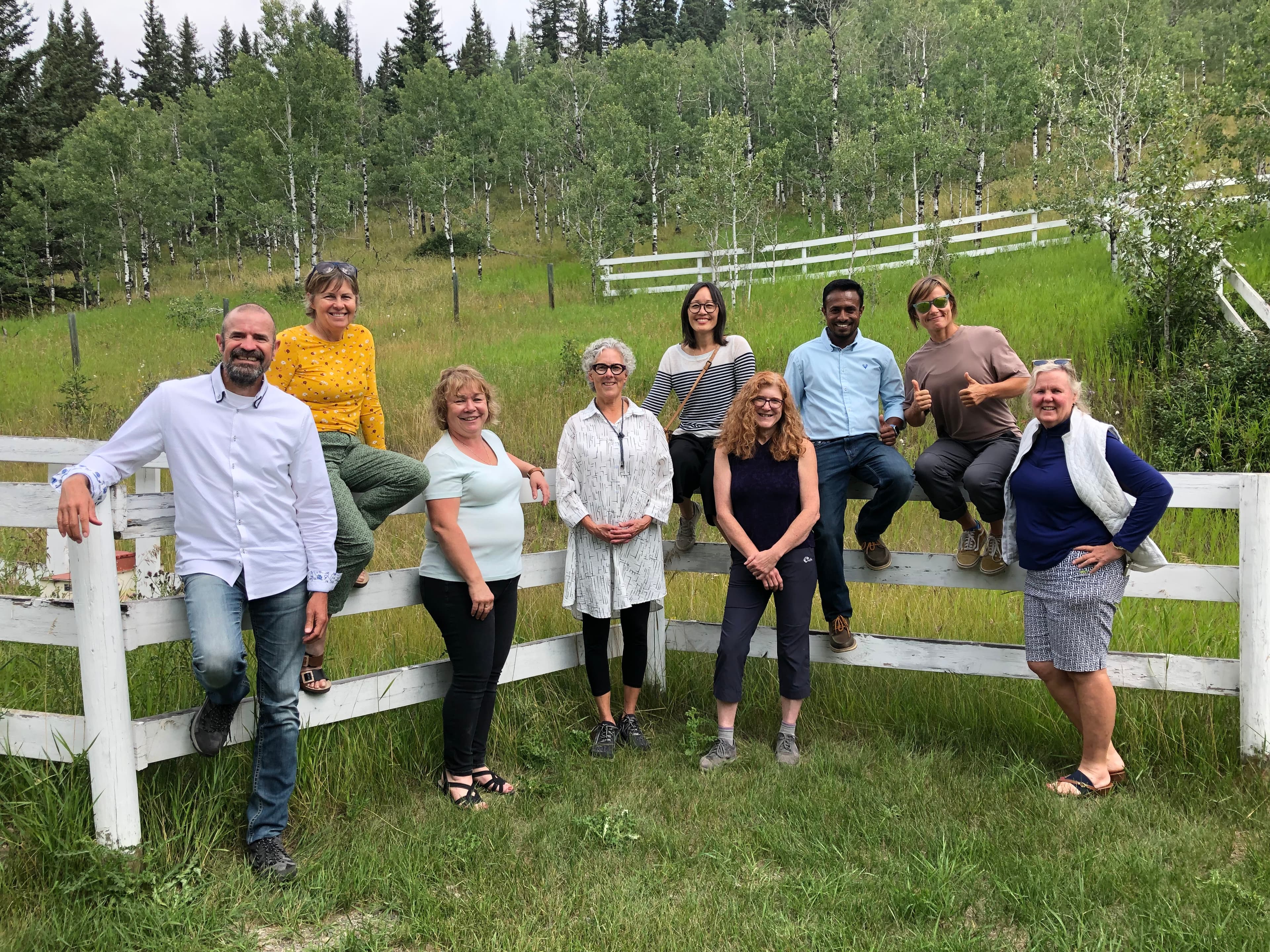 Staff at Bow Valley Palliative outside having fun